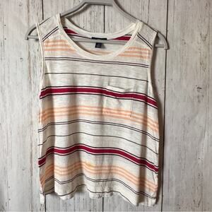 Gap Sleeveless Pocket Striped Sleeveless Top - Red, Orange, and White Sz S